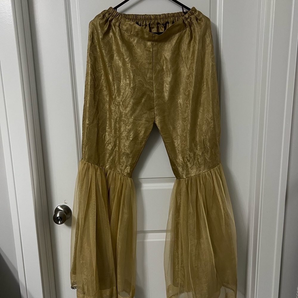 Gold/light Beige Flared Gharara Pants